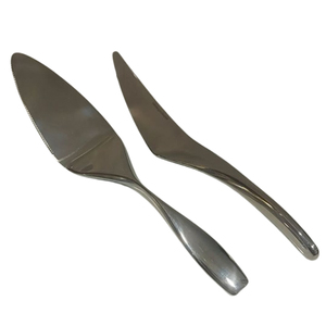 Flatware Set of 2 Piece Unique Shape Silver Shinny Polished Cutlery Mirrored Steel Kitchenware Catering Usage Solid Cutlery - Product Image 1