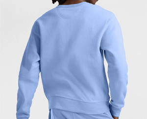 Sweat-shirt à col rond pour homme, couleur bleu clair, en molleton de coton premium, design uni, coupe ample, respirant, sweat-shirts pour homme - Product Image 3