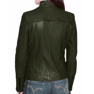 Chaqueta de Motociclista de Cuero para Mujer, Estilo Moderno, con Cuello Alto, Transpirable, de Piel de Cordero Genuina - Product Image 6