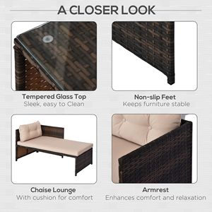 Juego de Muebles de Jardín de 3 Piezas de Mimbre Sintético, Sofá Seccional de Mimbre PE con Chaise Longue Acolchada para Jardín - Product Image 6