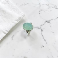 Bagues en argent sterling 925 avec pierre précieuse naturelle de calcédoine bleue de taille ovale, design artisanal, bijoux de bonne qualité
