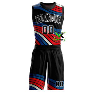 Conjunto de Uniforme de Baloncesto VANTEX Ecológico y Transpirable en Degradado Naranja y Azul con Nombre del Equipo y Número 00 Impresos - Product Image 3