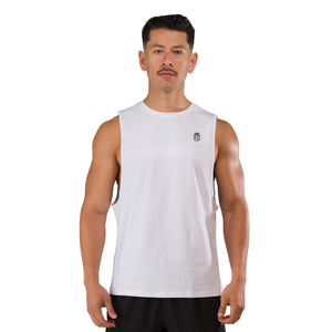 Camiseta sin mangas para hombre, corte ajustado, para gimnasio, entrenamiento, chaleco deportivo ligero, ropa deportiva atlética, color blanco - Product Image 1