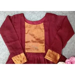 DISEÑADOR GEORGETTE ZARI BORDER TRABAJO VESTIDO MAROON - Product Image 3