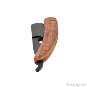 Rasoir de Barbier Professionnel en Acier Inoxydable 1 Pièce avec Manche en Bois Confortable, Lame Unique, Logo Personnalisé, Corps et Visage Personnalisables - Product Image 3