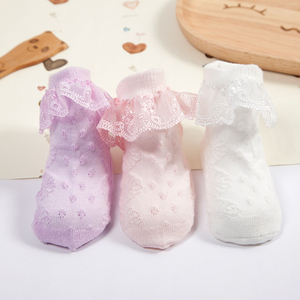 Calcetines de Algodón Peinado con Volantes en el Tobillo, Estilo Princesa, Dulces, Tejidos, Antibacterianos, en 5 Colores, para Niñas, Primavera Española - Product Image 3