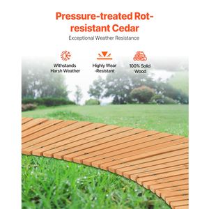 Passerella da Giardino Curva in Legno Antiscivolo 7 ft x 17 con Cavo in Acciaio per Esterni, in Cedro, per Paesaggistica e Giardino - Product Image 4