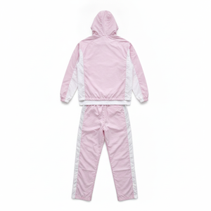ADH Brand Unisex <b>Pink</b> <b>Tracksuit</b> <b>Set</b> Hooded Full Zip Sporty Design Breathable Polyester Two Piece Spring Wear - Product Image 3