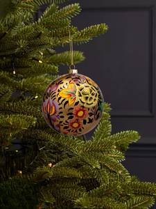 Hand-Painted Kashmiri Paper Mache Christmas <b>Tree</b> <b>Ornament</b> – Floral & Bird Design - Product Image 2