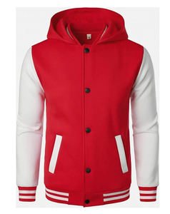 Blouson Bomber à Capuche en Mélange de Laine avec Manches en Cuir PU, Veste de Baseball Style Letterman pour Hommes - Product Image 1