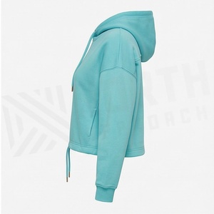 Sweat-shirt à capuche court personnalisé pour femme, style urbain, tendance hiver, avec logo frontal, décontracté et à la mode - Product Image 3