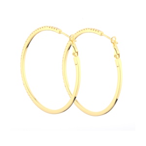 Bijoux en argent Sterling 925 plaqué or, grandes boucles d'oreilles en pierre CZ, bijoux pour femmes - Product Image 3