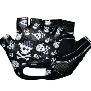 Gants de cyclisme mi-doigts unisexes d'été respirants en polyester et coton avec fermeture auto-agrippante – Design rouge, noir, gris - Product Image 4