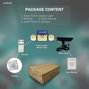 โฮมฮอปไฟพลังงานแสงอาทิตย์กลางแจ้งกันน้ำเซ็นเซอร์ตรวจจับความเคลื่อนไหวไร้สาย 226 LED โคมไฟติดผนังสำหรับสวนระเบียงลานบ้านเปิดปิดอัตโนมัติ - Product Image 6