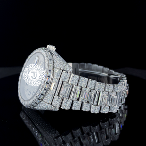 Reloj de Lujo con Diamantes Moissanite Blancos, Correa de Acero Inoxidable, Movimiento Mecánico ETA, Unisex, Estilo Hip Hop, Muy Solicitado - Product Image 3