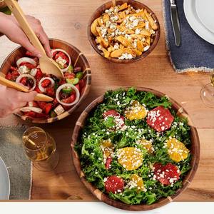 Juego de 3 cuencos de madera de acacia Premium, suministro al por mayor, cuencos de madera para servir ensaladas, frutas, dulces, aperitivos, mesa de cocina - Product Image 4