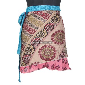 Multi Wrap Mini <b>Skirts</b> / Ladies Wrap Mini <b>Skirts</b> / Girl Wrap Mini <b>Skirts</b> Fabulous 2 Layer Wrap Around Hippie <b>Silk</b> Mini <b>Skirt</b> - Product Image 2