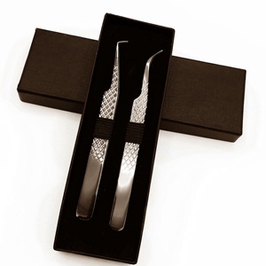 Pinces à extensions de cils RMI haute qualité en acier inoxydable multi-couleurs plasma, 90 degrés et courbées / Emballage en boîte carton 2 pièces - Product Image 6