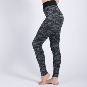 Leggings taille haute gris dégradé mélangé pour femmes en Spandex/Polyester, antibactériens, pour le yoga et le fitness - Product Image 3