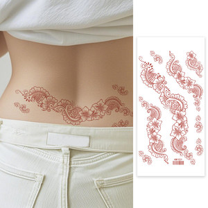 Autocollants de tatouage au henné brun en gros pochoirs Mehndi de mariée imperméables pour les mains et les pieds Art corporel temporaire pour les femmes - Product Image 5