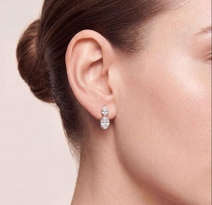 Boucles d'oreilles pendantes en or rose 9 carats avec diamants de laboratoire taille radiante et taille ronde, 2,60 CTW - Product Image 3
