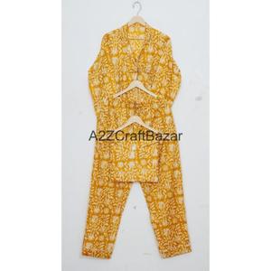 Nuevo Diseño, Conjunto de Pijamas de Verano para Mujer, 100% Algodón, Estampado Floral, Estilo Vintage Romántico, Cintura Elástica, Manga Larga - Product Image 5