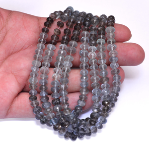 Cuentas facetadas de aguamarina natural de 6mm-7mm, calidad AAA+, tipo rondel, para joyería - Product Image 1