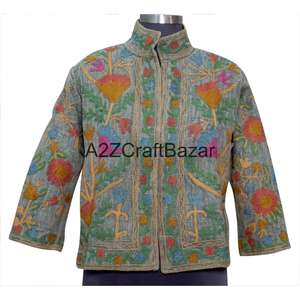 Blouson Bomber en Coton 100% Motif Floral Hiver/Été Multi-saison Broderie Suzani TNT Design Dessiné à la Main Écologique - Product Image 5