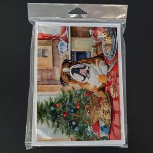 Whimsical A7 tamaño 5x7 tarjetas de notas en blanco paquete 8 galletas de Navidad Bulldog inglés tarjetas de felicitación con sobres para alegría navideña - Product Image 3