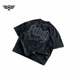เสื้อยืดแขนสั้นทรงโอเวอร์ไซส์แบบฟอกกรดด้านหน้าแบบสั่งทำพิเศษ |   เสื้อผ้าสตรีทแวร์วินเทจเนื้อหนัก 220 กรัม ผ้าฝ้าย 100% |   เสื้อยืดลายนูน - Product Image 5