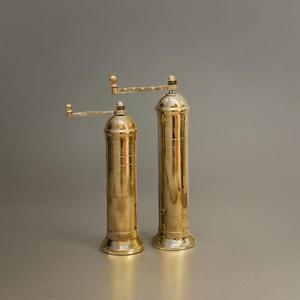 Ensemble de 2 salières et poivrières de luxe dorées en laiton, moulin à poivre, ustensiles de cuisine, gadgets de cuisine européens de luxe - Product Image 1