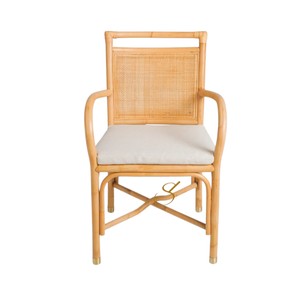 Chaise de salle à manger en rotin naturel avec accoudoirs, fauteuil en osier artisanal, fabricant et fournisseur pour restaurants et hôtels - Product Image 1
