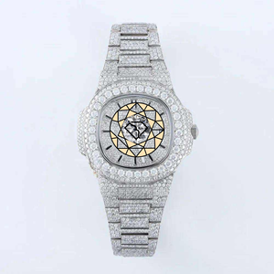 Reloj de Pulsera de Lujo con Movimiento de Cuarzo, Completamente Cubierto de Moissanita, en Acero Inoxidable, Estilo Hip Hop, Personalizable - Product Image 2