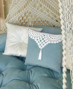 White 72" Boho Macrame Hanging <b>Swing</b> Chair Cotton Hanging Seat with Cushion Indoor Outdoor Patio Lounge Chair - Product Image 2