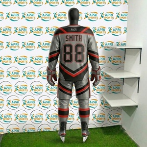 Nouvel arrivage : Ensemble uniforme de hockey sur glace personnalisable, respirant, imprimé, séchage rapide, 100 % polyester (maillot et short) - Product Image 3