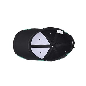 Gorra de Béisbol Unisex Moderna de 6 Paneles, Negra con Patrón de Hojas Verde Azulado Sublimado, Ajustable, de Algodón, Informal, para Primavera/Verano, OEM - Product Image 4
