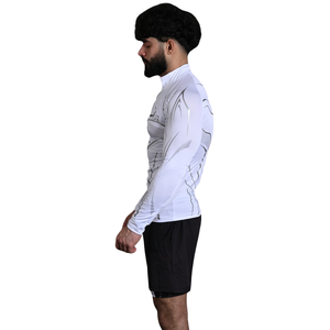 Custom Mens <b>Black</b> Grey Panel <b>Long</b> <b>Sleeve</b> Compression Shirt Crew Neck Slim <b>Gym</b> Training Rash Guard Athletic Sportswear Base Layer - Product Image 4