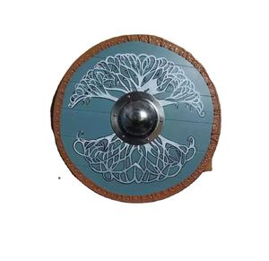 Authentique bouclier Viking Ouroboros en bois et métal, usé par le combat, poli, art mural médiéval, fait main pour le Nouvel An chinois - Product Image 1