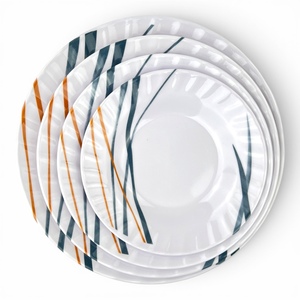 Vajilla Moderna de Melamina con Diseño de Líneas Asiáticas, Platos Hondos, Tazón para Arroz, Apta para Lavavajillas, No Tóxica, de Grado Alimenticio, para Fiestas - Product Image 5