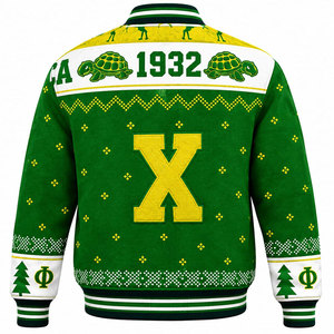เสื้อแจ็คเก็ตวาร์ซิตี้ Chi Eta Phi สำหรับผู้ชาย สีเขียวขาว พิมพ์ลายตัวอักษร 1932 ลายเต่า พิมพ์ลายแบบ Sublimation Transfer เสื้อแจ็คเก็ตลำลองสำหรับฤดูหนาว - Product Image 3