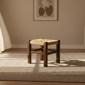 Jin Minimalist Solid Teak Wood <b>Stool</b> Handcrafted Indoor Accent Furniture Matte Natural Coating Eco-Friendly Durable Residential - Product Image 2