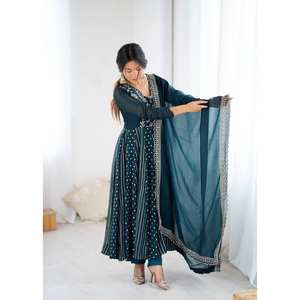 ชุดราตรี Anarkali XL ดีไซเนอร์พร้อมงานปักตามลำดับ - Product Image 5