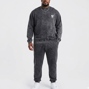 ชุดวอร์มผู้ชายแบบย้อมสีเอซิด พร้อมเสื้อสเวตเชิ้ตและกางเกงจ็อกเกอร์ เนื้อผ้านุ่ม สวมใส่สบาย เหมาะสำหรับใส่ในชีวิตประจำวัน ชุดลำลอง - Product Image 1