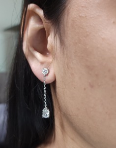 Premium 14Kt Gold 3 Ct Lab Grown Diamond <b>Earrings</b> Pear Shape and Round Studs Gift for Women Party - Product Image 4