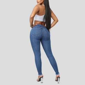 High Waisted Skinny Ripped Denim Jeans Women Full Length Solid Washed Casual Breathable Cotton Fabric Spring Style - Product Image 6