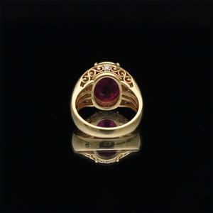 Bague Chevalière Homme Plaqué Or 14K Rubis Taille Ovale Argent 925 Bague de Fiançailles Chrétienne Style Minimaliste Bague Européenne Sertissage Pavé - Product Image 4