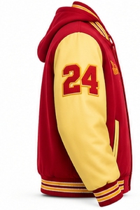 Veste de baseball à capuche pour homme Index Apparel, style varsity, avec lettres brodées et boutons pression - Product Image 6