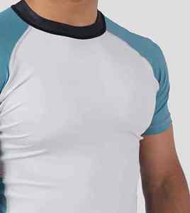 Men's White Blue <b>Raglan</b> Sleeve Quick Dry Slim Fit O-Neck T-Shirt Casual Sport <b>Top</b> - Product Image 1