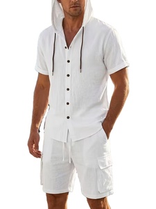 เสื้อเชิ้ตแขนสั้นผ้าซาตินคอตตอน 100% สำหรับผู้ชาย รุ่นใหม่ประจำฤดูร้อนปี 2026 ชุดเซ็ต 2 ชิ้น คอตั้ง สไตล์วินเทจลำลอง แห้งเร็ว เหมาะสำหรับใส่ไปชายหาด - Product Image 2