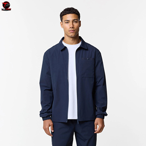 TRI PRO SPORTS <b>Mens</b> Navy Tracksuit <b>Zip</b> Up Jacket And <b>Shorts</b> Set Casual Sportswear Two Piece Outfit Running Windbreaker Set - Product Image 2